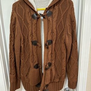 Brown Cable Knit Women's Jacket
